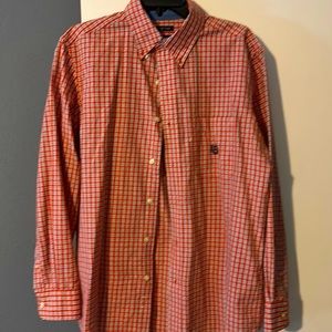 Long sleeve orange plaid shirt